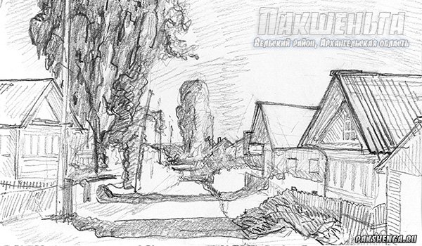 Осенние зарисовки, д. Кулаково, сентябрь 2018 г. Рисунок  карандашом, бумага, размер рисунка 10х14 см 