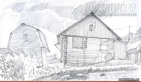 Осенние зарисовки, д. Кулаково, сентябрь 2018 г. Рисунок  карандашом, бумага, размер рисунка 10х14 см 
