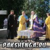 д. Пакшеньга 31 августа приезд Владыки Василия для освящения фундамента строящегося храма в честь св. блаж. Матроны Московской.